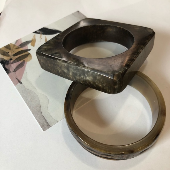 Vintage style Bangle set - resin & horn set - Picture 6 of 7